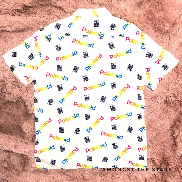 Polaroid Camera Logo Print White Button Down Shirt - Picture 4 of 4